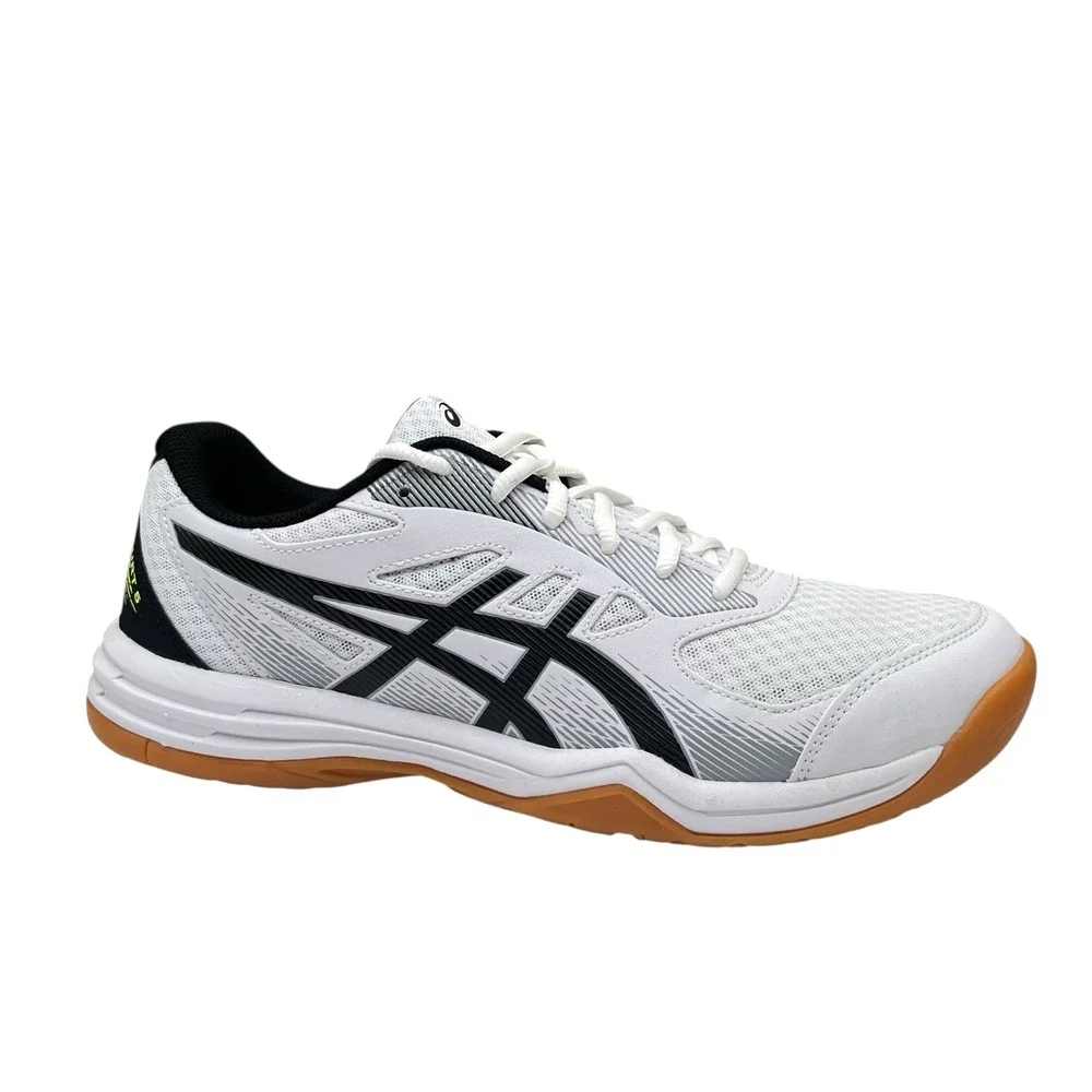 Asics Upcourt 5 Mens Volleyball Shoes Size 8 White Safety Yellow‎ Black Gum Sole